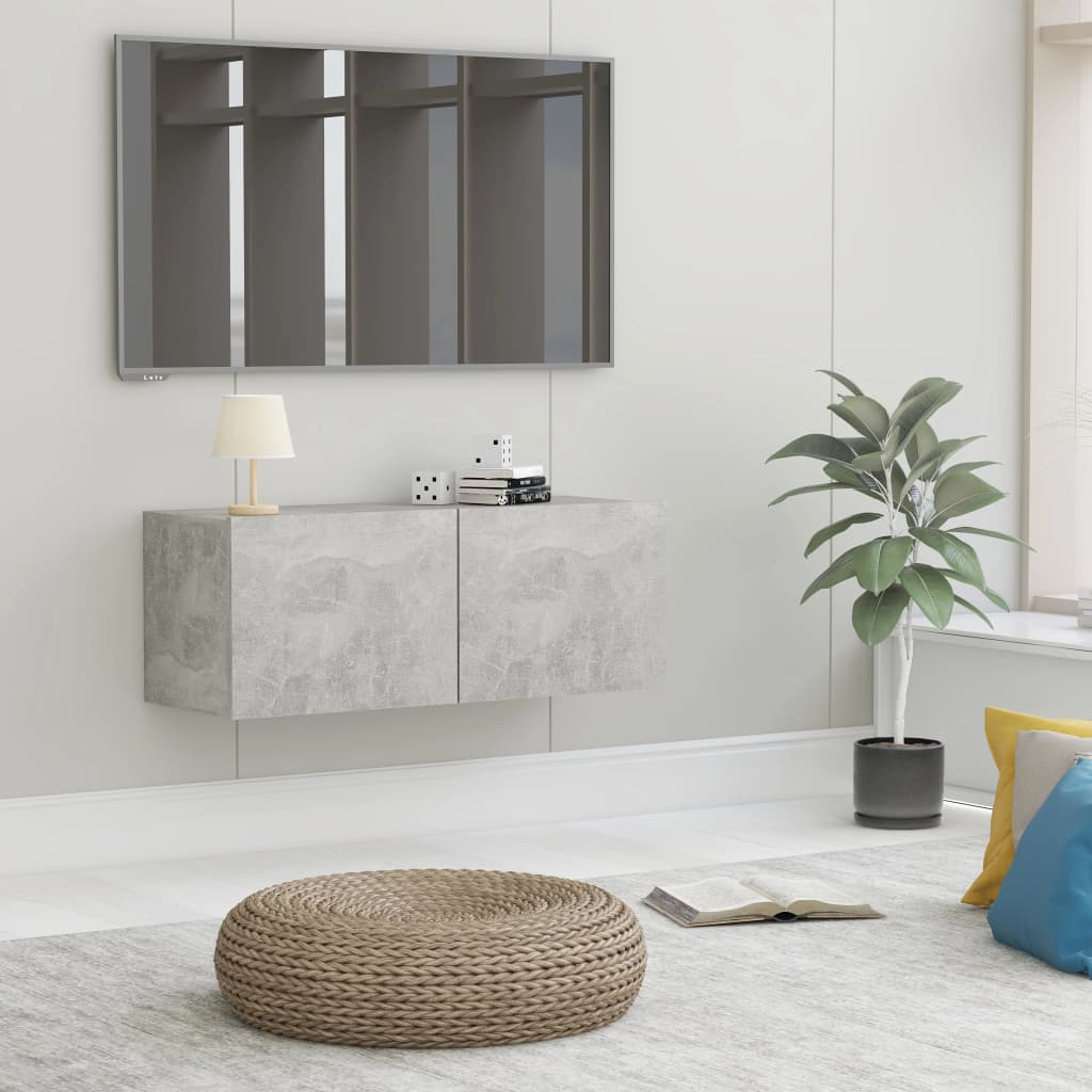 Mobile Porta TV Grigio Cemento 80x30x30 cm in Legno Multistrato - homemem39