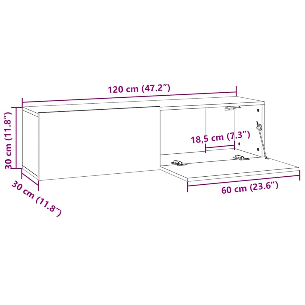 Mobile Porta TV Bianco 120x30x30 cm in Legno Multistrato - homemem39