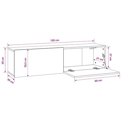 Mobile Porta TV Grigio Cemento 120x30x30cm in Legno Multistrato