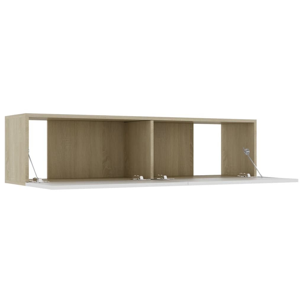 Mobile TV Bianco e Rovere Sonoma 120x30x30 cm Legno Multistrato