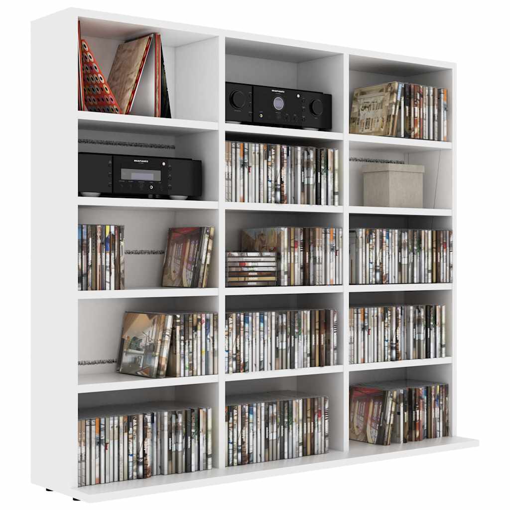 Armadietto Porta CD Bianco 100x23x89,5 cm in Legno Multistrato