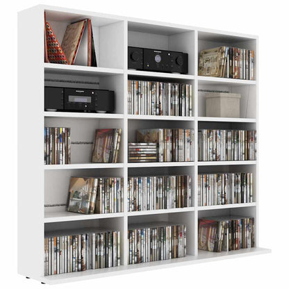Armadietto Porta CD Bianco 100x23x89,5 cm in Legno Multistrato