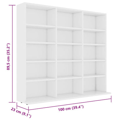 Armadietto Porta CD Bianco 100x23x89,5 cm in Legno Multistrato