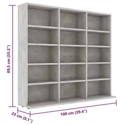 Mobile Porta CD Grigio Cemento 100x23x89,5 cm Legno Multistrato - homemem39