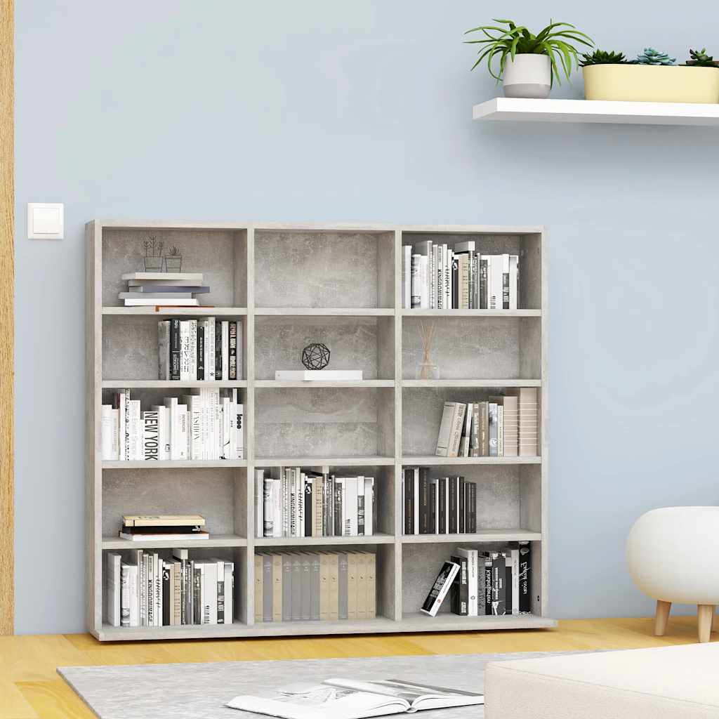 Mobile Porta CD Grigio Cemento 100x23x89,5 cm Legno Multistrato - homemem39