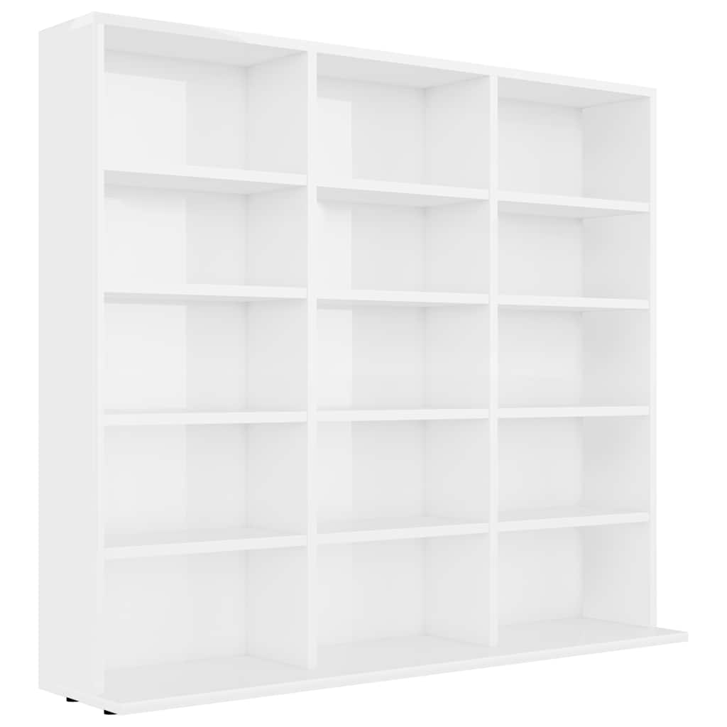 Mobile Porta CD Bianco Lucido 100x23x89,5 cm Legno Multistrato - homemem39