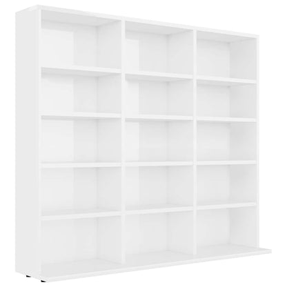Mobile Porta CD Bianco Lucido 100x23x89,5 cm Legno Multistrato - homemem39