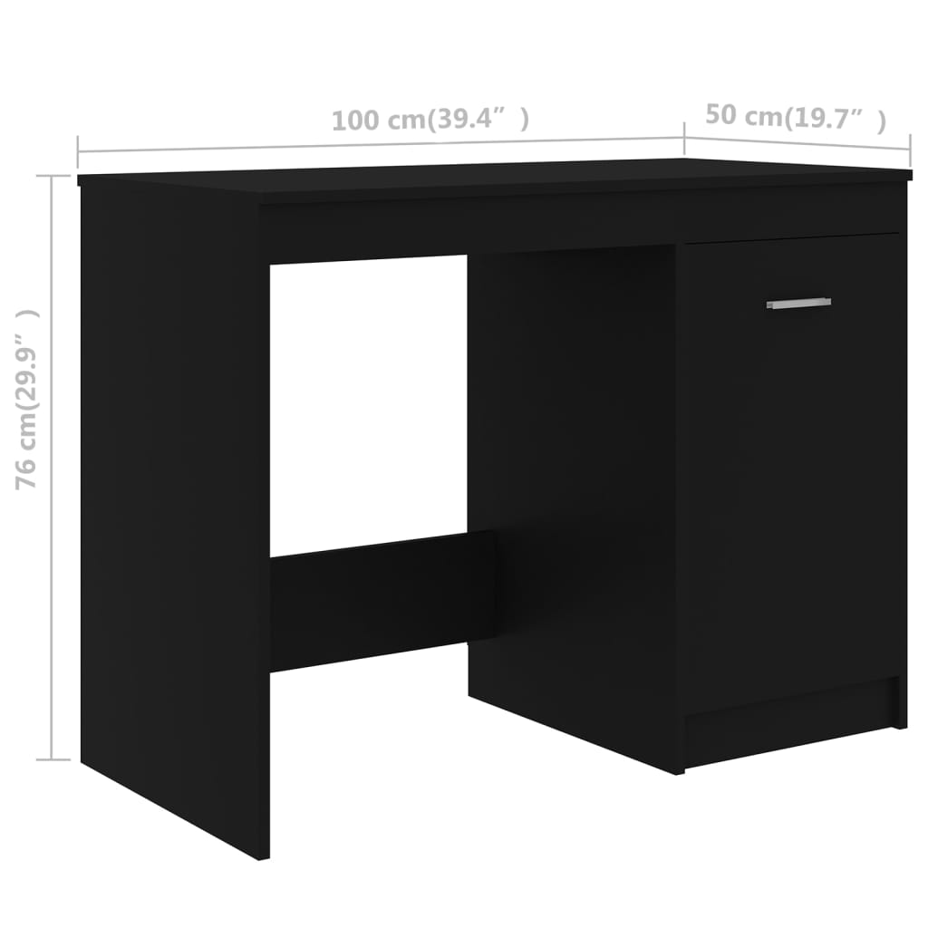 Scrivania Nera 100x50x76 cm in Legno Multistrato - homemem39