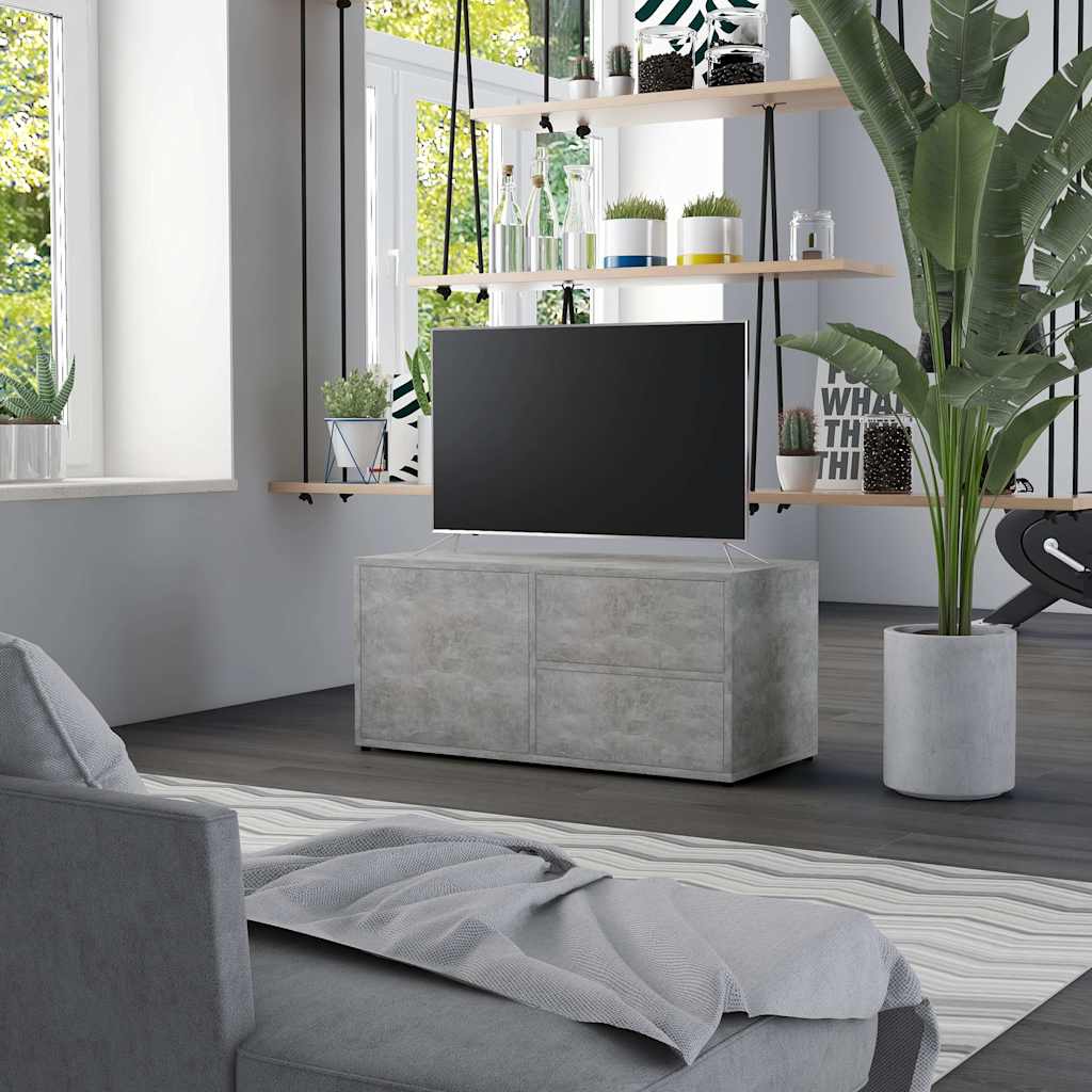Mobile Porta TV Grigio Cemento 80x34x36 cm Legno Multistrato