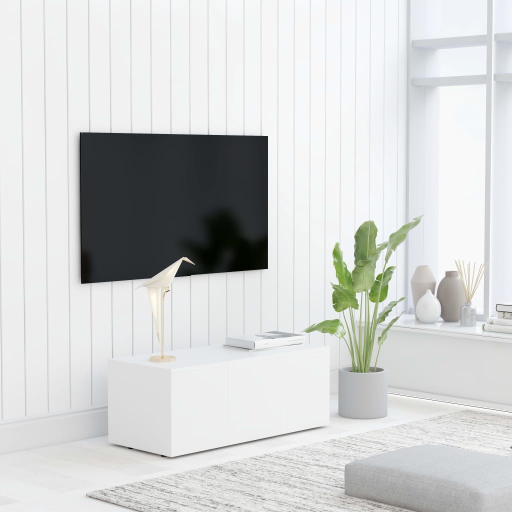 Mobile Porta TV Bianco 80x34x30 cm in Legno Multistrato - homemem39