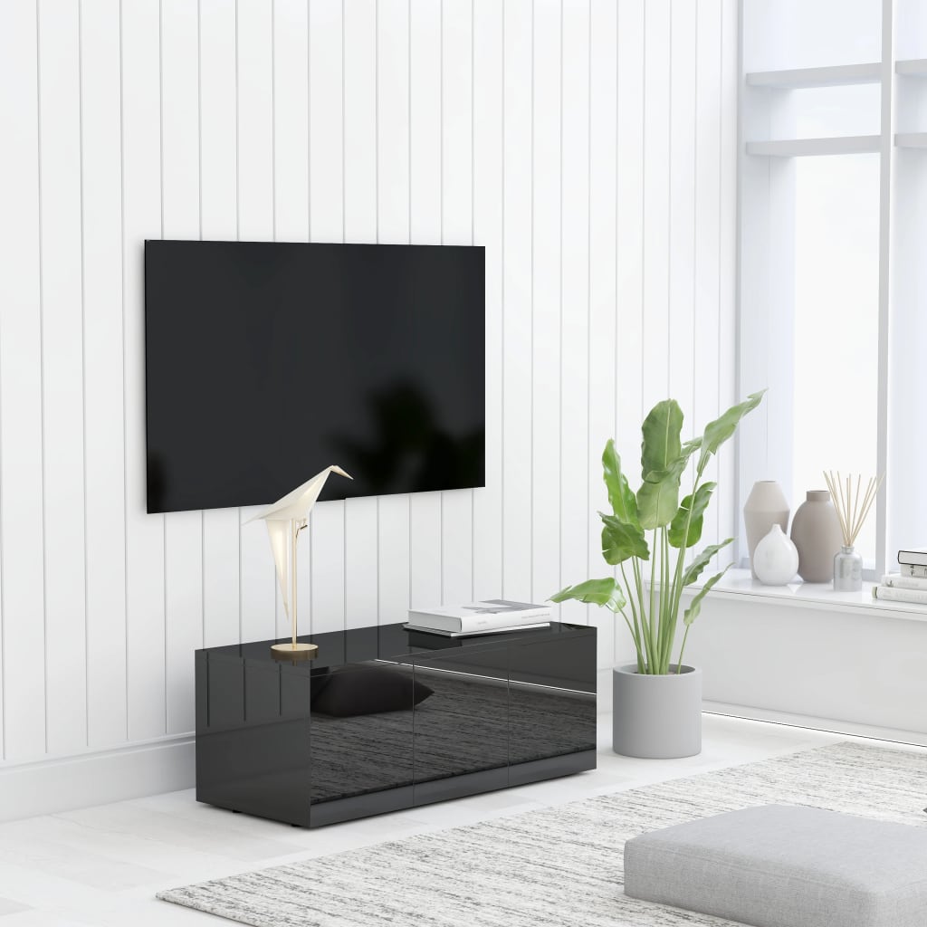 Mobile Porta TV Nero Lucido 80x34x30 cm in Legno Multistrato