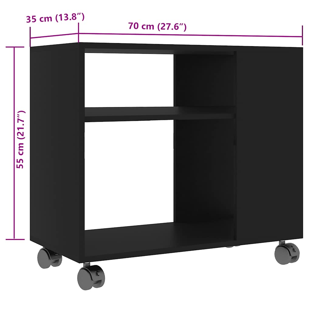 Tavolino da Salotto Nero 70x35x55 cm in Legno Multistrato