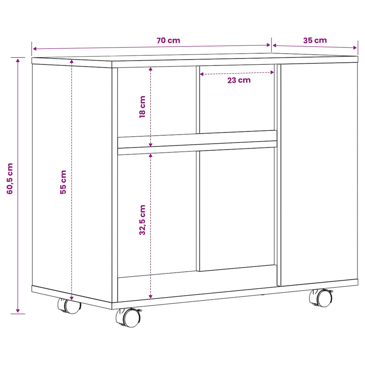 Tavolino Grigio Cemento 70x35x60,5 cm in Legno Multistrato