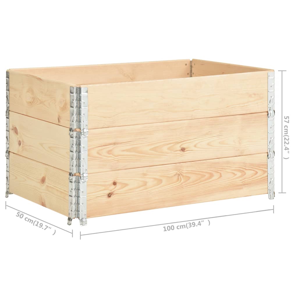 Collari per Pallet 3 pz 50x100 cm in Legno Massello di Pino | homemem39