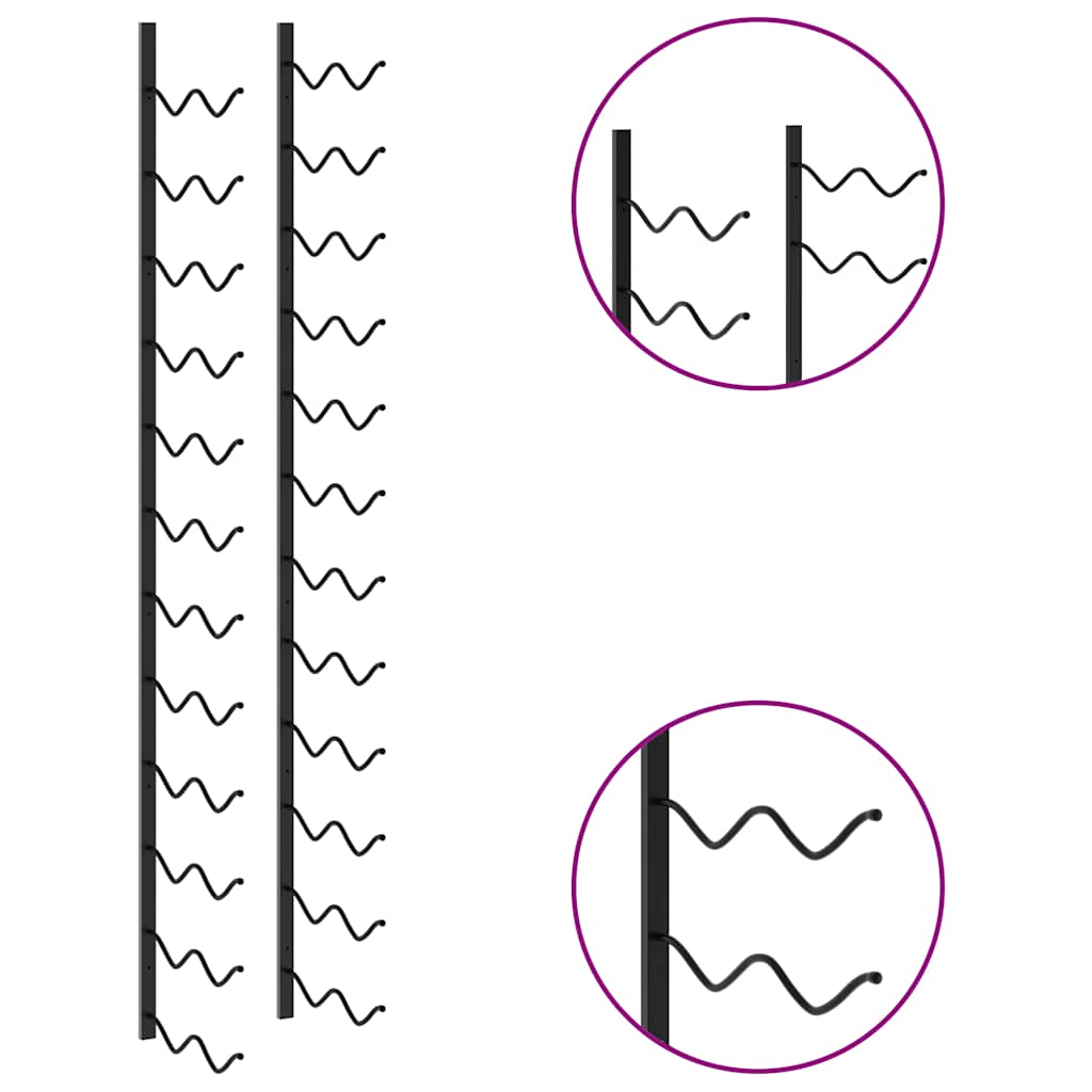 Portavini da Parete per 24 Bottiglie Nero in Ferro