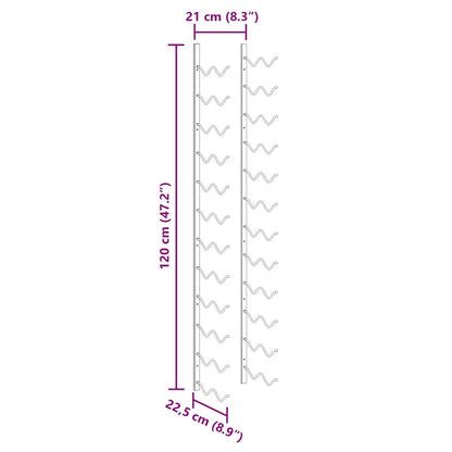 Portavini da Parete per 24 Bottiglie Nero in Ferro