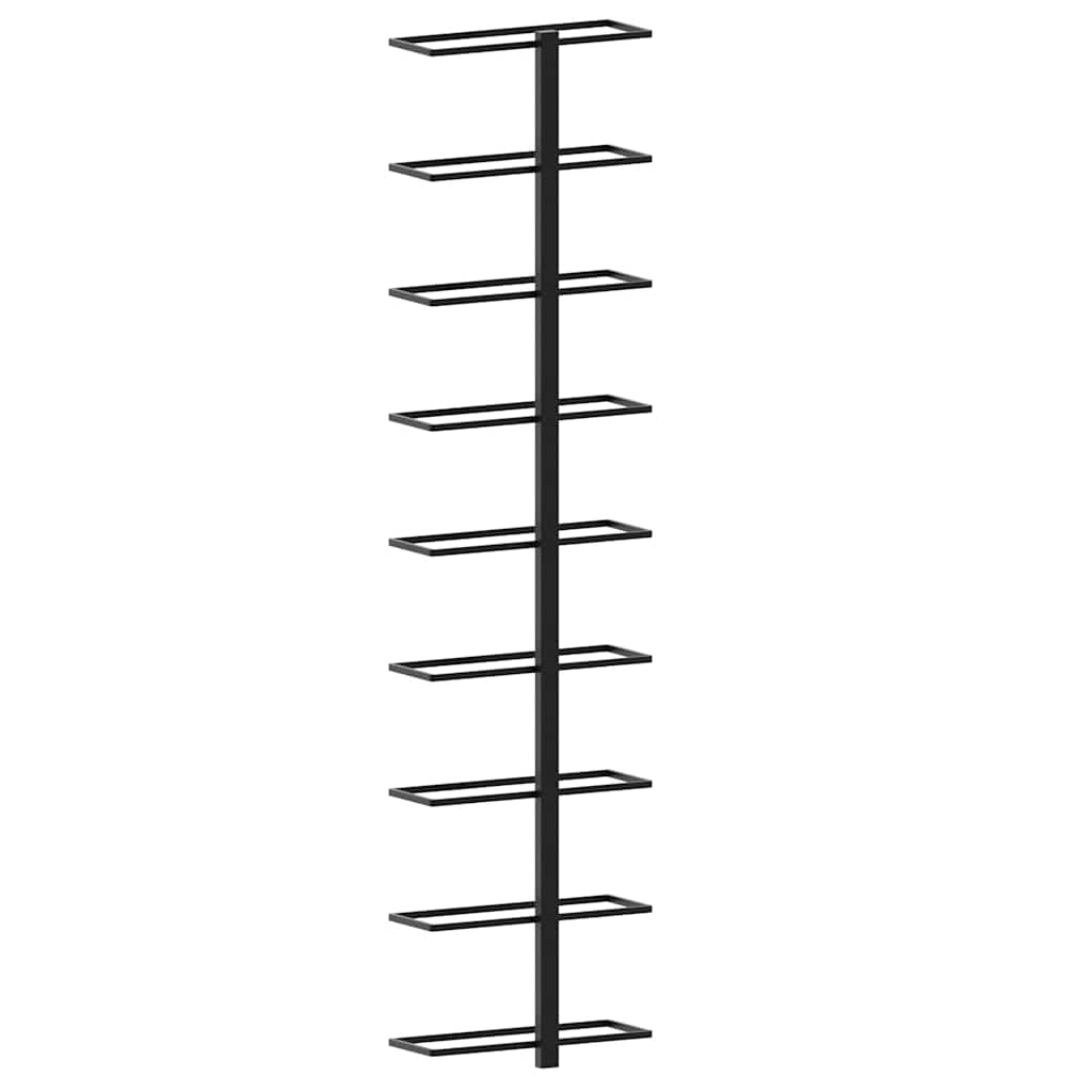Portavini da Parete per 9 Bottiglie Nero in Ferro