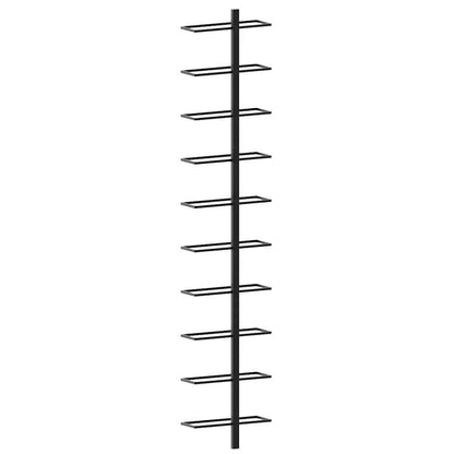 Portavini da Parete per 10 Bottiglie Nero in Metallo
