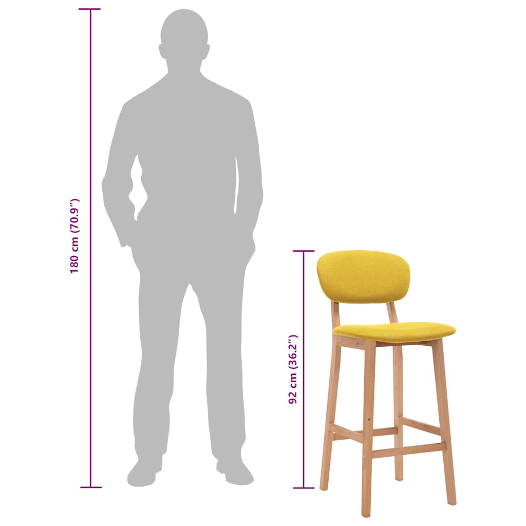 Sgabelli da Bar 2 pz Giallo Senape in Tessuto