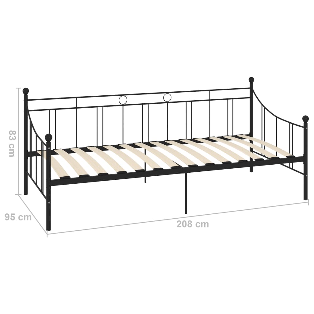 Telaio Divano Letto Nero in Metallo 90x200 cm | homemem39