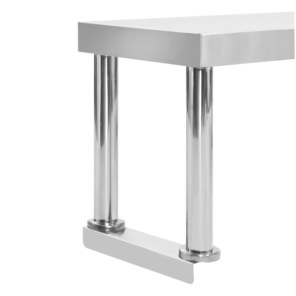 Tavolo Lavoro Cucina con Mensola 120x60x120 cm in Acciaio Inox | homemem39