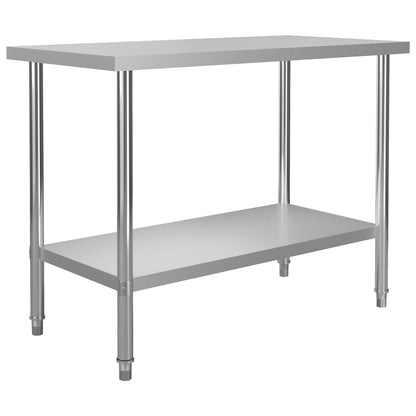 Tavolo Lavoro Cucina con Mensola 120x60x120 cm in Acciaio Inox - homemem39
