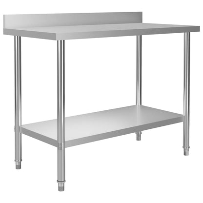 Tavolo Lavoro Cucina con Mensola 120x60x120 cm in Acciaio Inox - homemem39