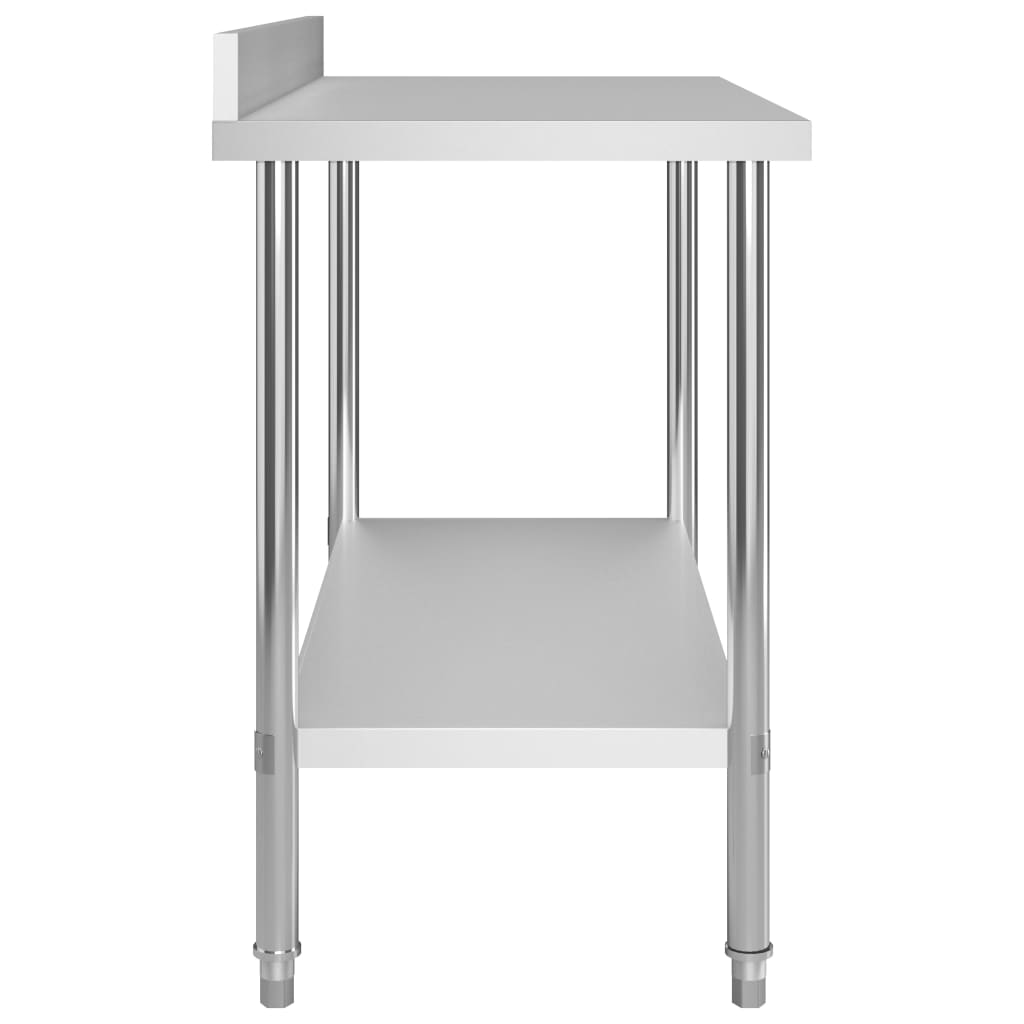 Tavolo Lavoro Cucina con Mensola 120x60x120 cm in Acciaio Inox | homemem39