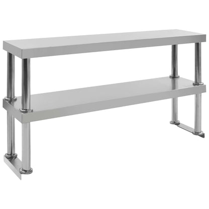 Tavolo Lavoro Cucina con Mensola 120x60x150 cm in Acciaio Inox - homemem39