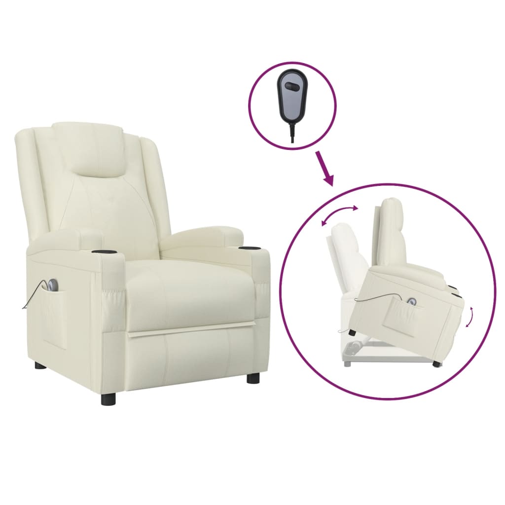 Poltrona Alzapersona Bianco Crema in Similpelle