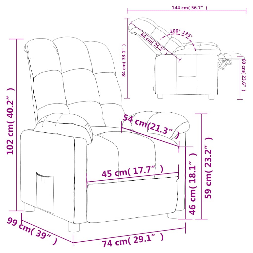Poltrona Reclinabile in Tessuto Grigio Chiaro | homemem39