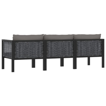 Divano a 3 Posti con Cuscini Antracite in Polyrattan | homemem39