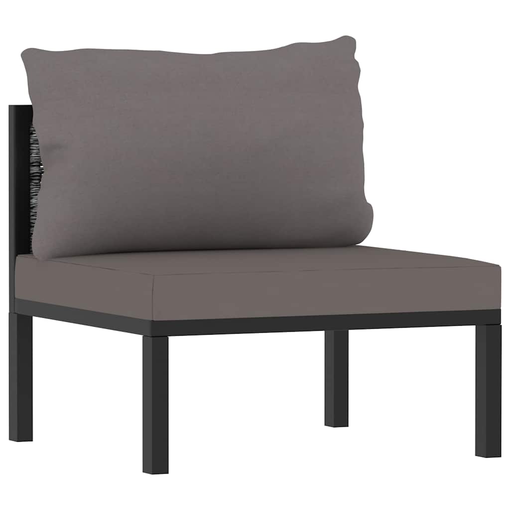 Set Divani da Giardino 7 pz con Cuscini in Polyrattan Antracite