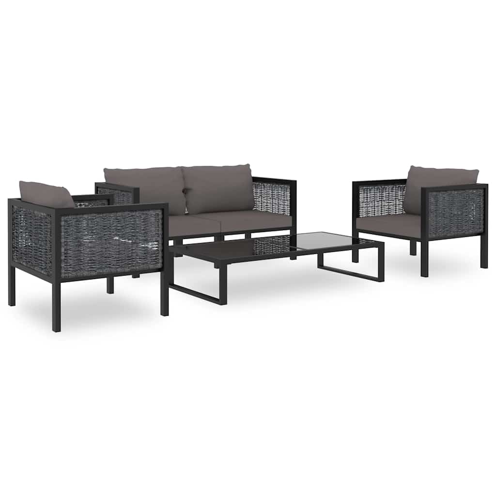 Set Divani da Giardino 5 pz con Cuscini in Polyrattan Antracite