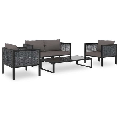 Set Divani da Giardino 5 pz con Cuscini in Polyrattan Antracite
