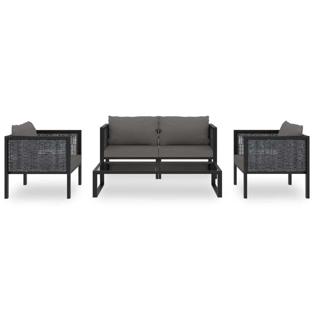 Set Divani da Giardino 5 pz con Cuscini in Polyrattan Antracite | homemem39