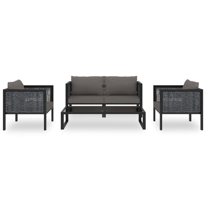 Set Divani da Giardino 5 pz con Cuscini in Polyrattan Antracite | homemem39