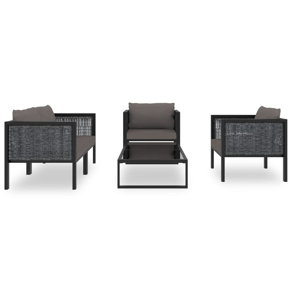 Set Divani da Giardino 5 pz con Cuscini in Polyrattan Antracite | homemem39