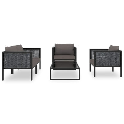 Set Divani da Giardino 5 pz con Cuscini in Polyrattan Antracite | homemem39