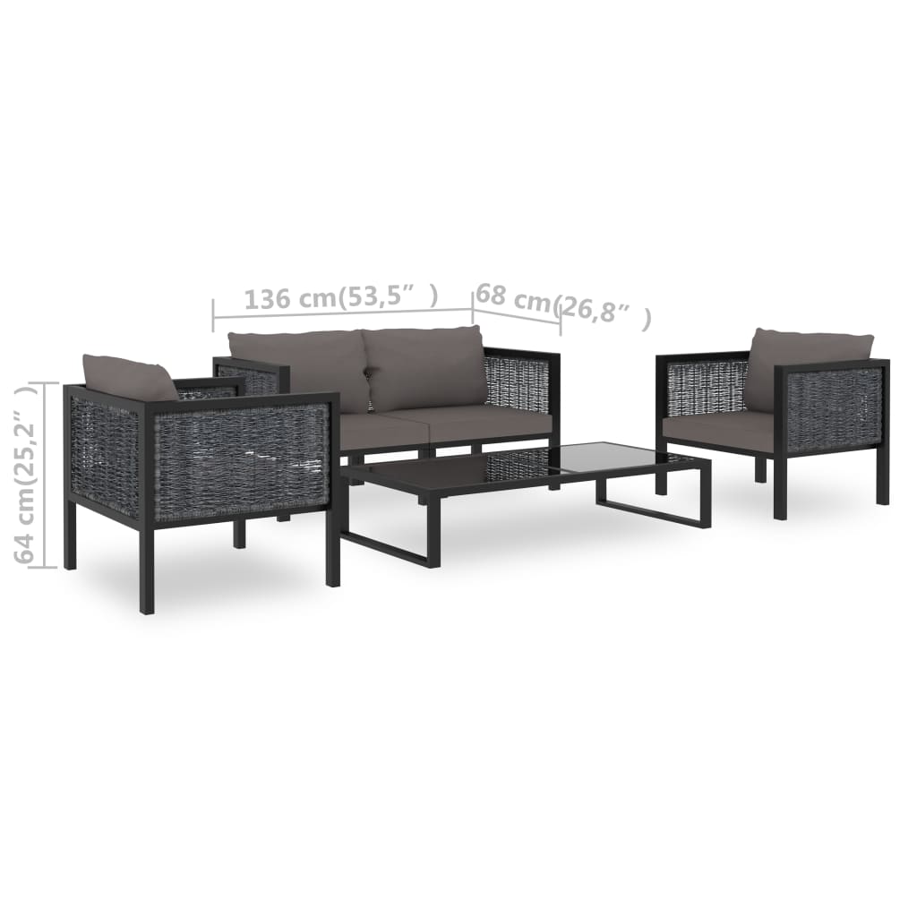 Set Divani da Giardino 5 pz con Cuscini in Polyrattan Antracite | homemem39
