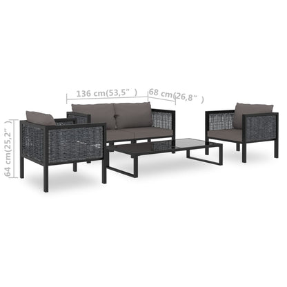 Set Divani da Giardino 5 pz con Cuscini in Polyrattan Antracite | homemem39