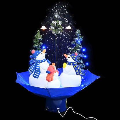 Albero di Natale con Nevicata e Base ad Ombrello Blu 75 cm PVC | homemem39