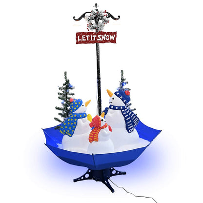Albero di Natale con Nevicata e Base ad Ombrello Blu 170 cm PVC | homemem39