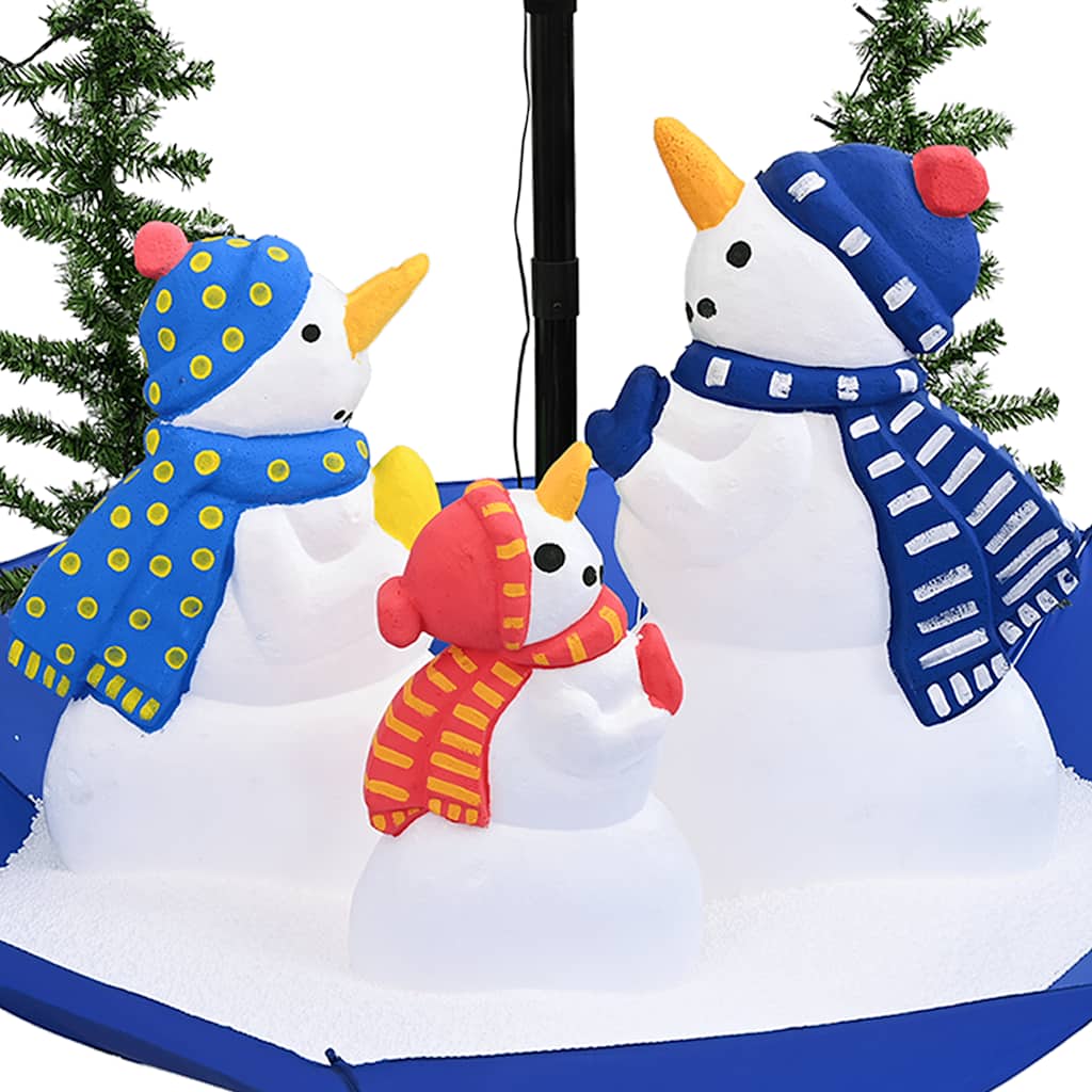 Albero di Natale con Nevicata e Base ad Ombrello Blu 170 cm PVC | homemem39