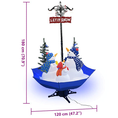 Albero di Natale con Nevicata e Base ad Ombrello Blu 170 cm PVC | homemem39