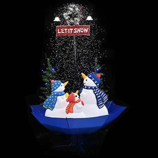 Albero di Natale con Nevicata e Base ad Ombrello Blu 170 cm PVC | homemem39