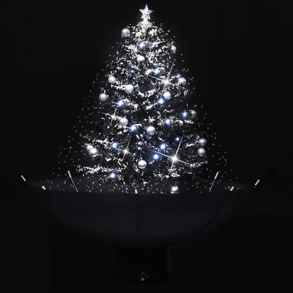 Albero di Natale con Nevicata e Base ad Ombrello Nero 75 cm PVC