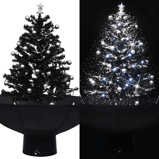 Albero di Natale con Nevicata e Base ad Ombrello 75 cm PVC