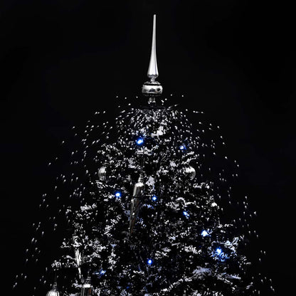 Albero di Natale con Nevicata e Base ad Ombrello Nero 140cm PVC