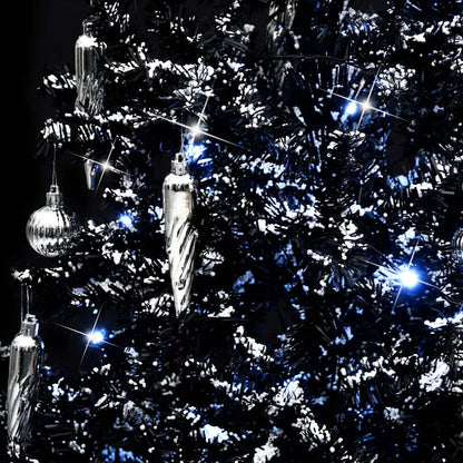 Albero di Natale con Nevicata e Base ad Ombrello Nero 140cm PVC